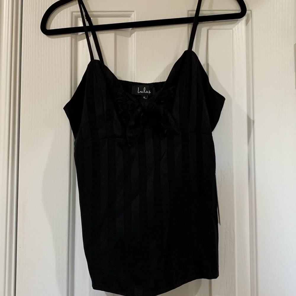 Lulus black striped cutout tank